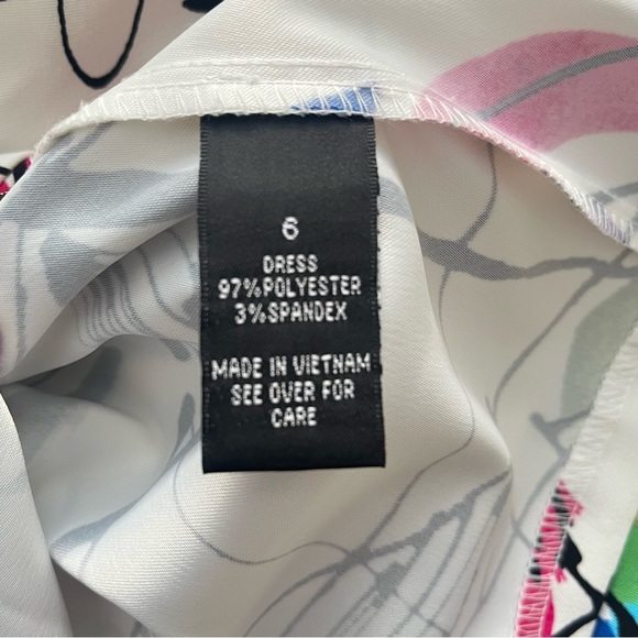 AGB Abstract Floral Pattern Sheath Dress Size 6 White Pink Fuchsia Yellow Blue - Picture 6 of 7